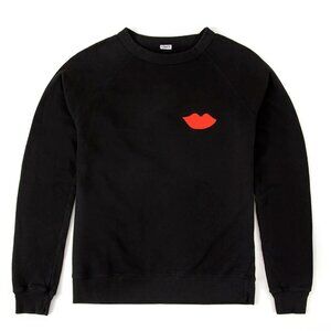 NWT Clare V. black and poppy lips sweatshirt, XXL